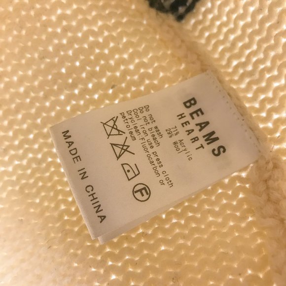 Beams Heart Japanese Striped White Sweater Minimal - Picture 3 of 7